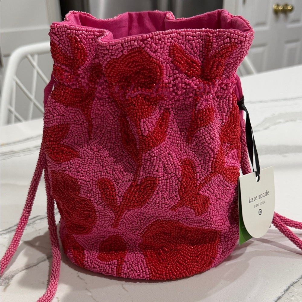 Target X Kate Spade Rose Beaded Drawstring Bag- Limited Edition